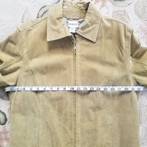 Chico's Suede Jacket in Earthy Bleached Greenish Beige-ish Color - Picture 6 of 10